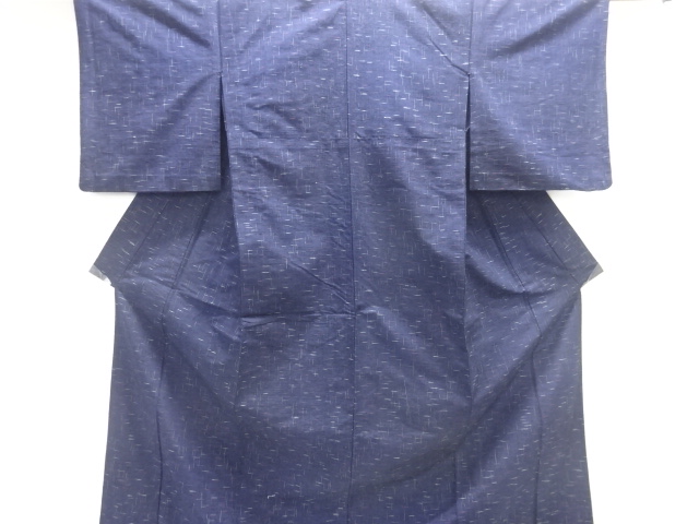 線描き模様織出し手織り紬単衣着物